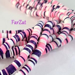 Margele Heishi lut polimeric - Mix mov, roz, alb