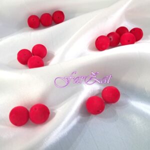 Margele sferice catifea rosie - 14 mm